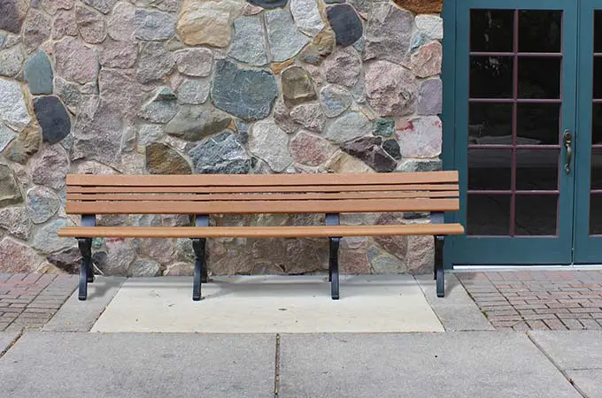 Cambridge 8' Bench, part of Polly Products' Green-Scapes recycled plastic outdoor furniture collection