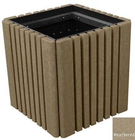 Recycled plastic 22" outdoor planter box Weathered Wood