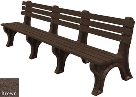 Economizer 8ft backed bench with Brown base & Brown Boards with a blank background