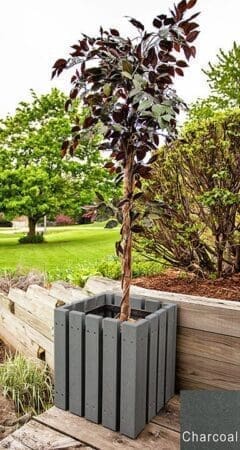 Charcoal Economizer 20" Planter box with green grass backyard setting