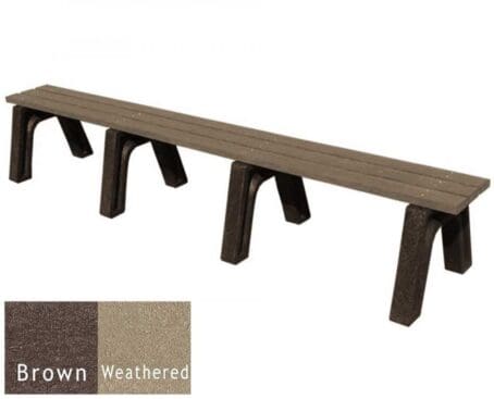 8 foot Economizer flat bench with a Brown base and Weathered Wood boards