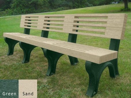 Elite 8' Backed Bench with Green base & Sand boards