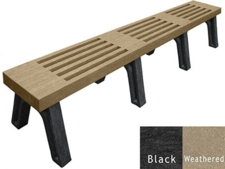 Black base & Weathered Wood boards Recycled Plastic Elite 8' Flat Bench
