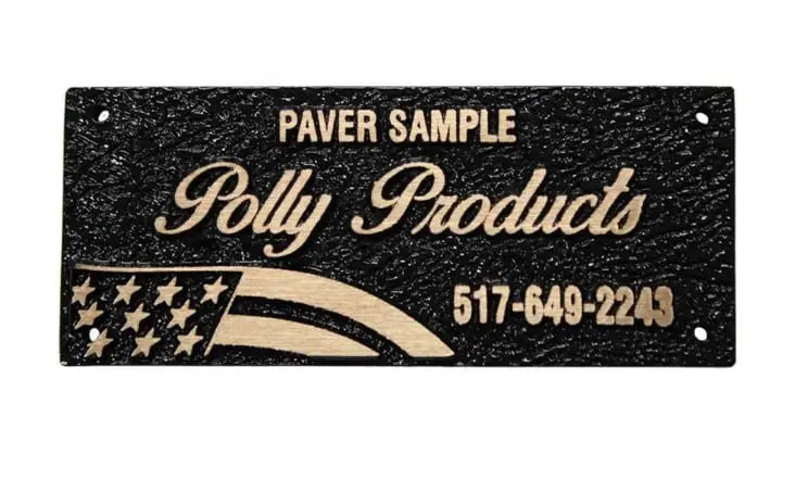 2.5 x 8 Textured Veteran Military Paver with American flag logo, Polly Products sample paver