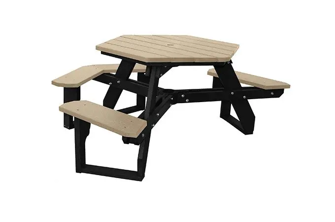 Open Hexagon Universal Access Table, part of the Polly Products collection of ADA picnic tables