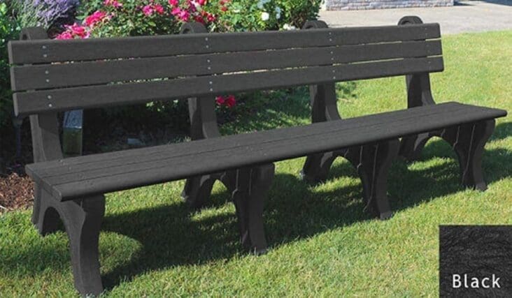 8 foot Park Classic Bench Black base and Black boards