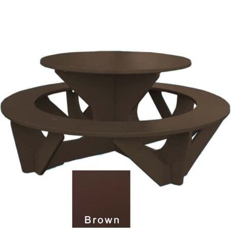 Child's Round Activity Table made from brightly colored 3/4" thick sheet of recyclable HDPE plastics. Designed for ages 3-6. Shown in brown.