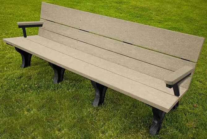 Traditional 8′ ADA Backed Bench W/ Arm, Part of Polly Products’ Collection of Traditional ADA Park Benches