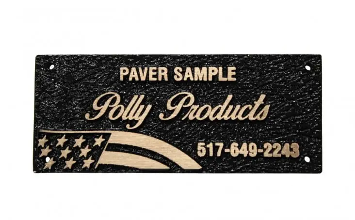 2.5 x 6 Textured Veteran Military Paver with American flag logo, Polly Products sample paver
