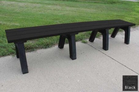 8 foot recycled plastic Traditional Flat Bench with a black base & black boards