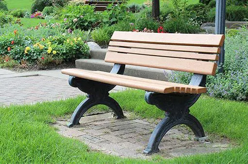 Cambridge 4' Bench, part of Polly Products' Green-Scapes recycled plastic outdoor furniture collection