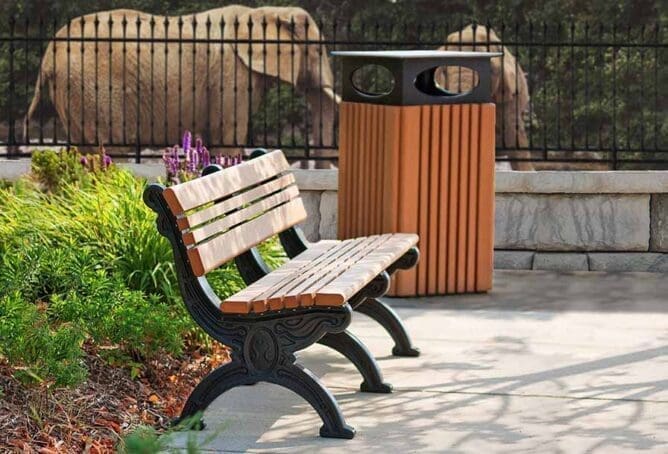 Cambridge 6ft Backed Bench at zoo with elephants