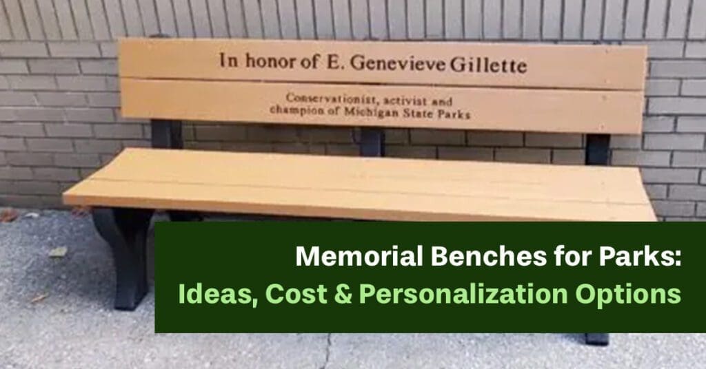 memorial bench at Hoffmaster State Park honoring Genevieve Gillette