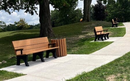 Traditional ADA Bench 6ft with round receptacle