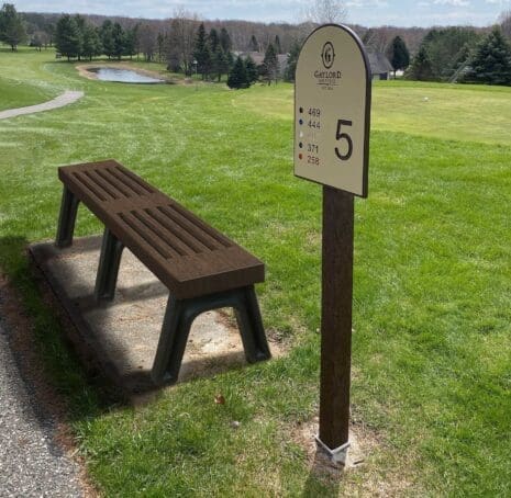 Elite 6ft Bench at a golf course in Gaylord Michigan