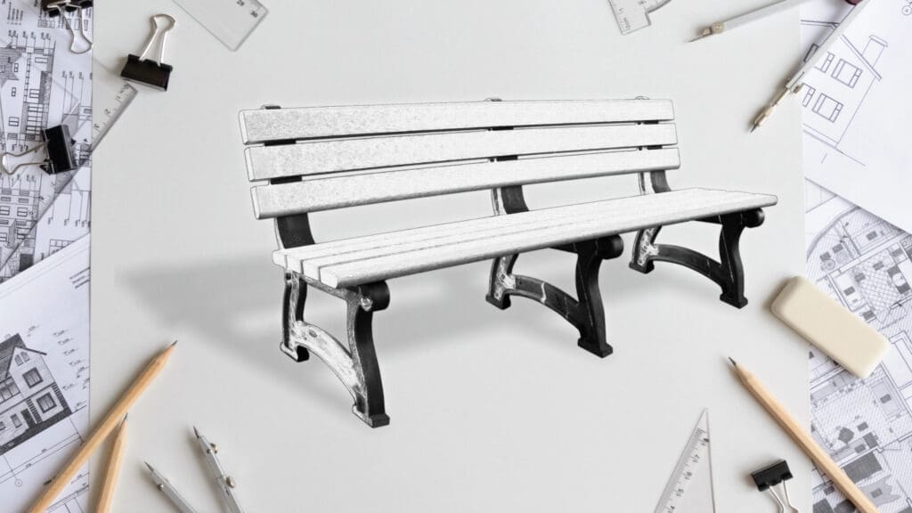 Picture of our Aspen Bench with a drawing texture