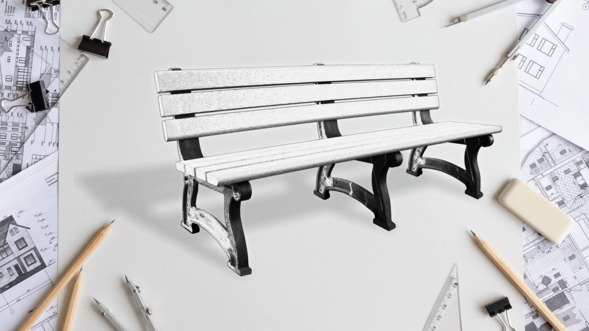 Picture of our Aspen Bench with a drawing texture