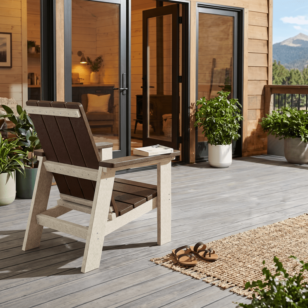 White & Brown NOVA Adirondack Chair Made from Recycled HDPE Plastic